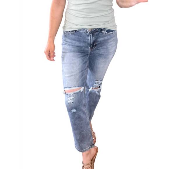 Lovervet High Rise Medium Light Wash Denim Shorts